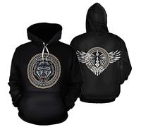 3D Tattoo Print Viking Hoodies, Odin Raven Valhalla Graphic Fashion Zip Up Hoodies Jacket for Men Women,black1,XL