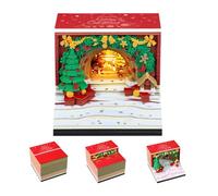 3D Tear Away Desk Calendar 2026, 3D Christmas House Calendar Notepads With LED Light, DIY Paper Carving Art Memo Pad Paper Carving Art for Christmas Birthday