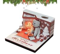 3D Tear-off Calendar 2025, 3D Notepad Calendar 2025, Notepad Desk Calendar, Desk Decoration, Paper Carving Art with LED Lights, Christmas Bear Timepiece Calendar, Christmas Decorations