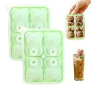 3D Teddy Bear Ice Cube Mold, 2PCS 4-Cavity Silicone Ice Cube Tray, Non-Stick Cute Molds, Washable Maker for Cocktail Whiskey Coffee Chocolate, Light Green Teddy Bear Mo