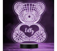 3D Teddy Bear With A Heart Personalised Gift Colour Change LED Lamp Night Light | Personalised Gift For Home, Lamp Room Décor | Kids & Adults Night Lights With Name | Personalised Gift For Bedroom |
