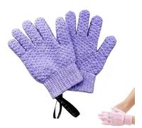 3D Textured Five-Finger Exfoliating Bath Glove,Deep Body Scrub Mitts for Shower, Cleansing,Lathering and Massage,Gentle Dead Skin Remover,Shower Gloves (Purple*1Pairs)