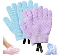 3D Textured Five-Finger Exfoliating Bath Gloves, Body Scrub Shower Mitts (B-4pcs)