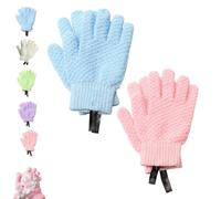 3D Textured Five-Finger Exfoliating Bath Gloves,Body Scrub Shower Mitts,Gentle Dead Skin Remover,Reusable Deep Cleansing Scrubbing Gloves for Shower, Bath and Body Exfoliator Mitts (2Pcs-#b)