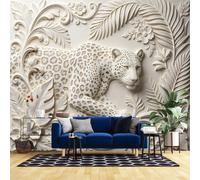 3D Textured Wall Mural 200X140Inch 3D Relief Leopard Jungle Leaf Wall Paper Exotic Animal Wall Mural Poster Photo Wallpaper Tropical Wildlife Wallpaper for Bedroom Living Room Leopard 500X350Cm(W X