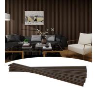3D Textured Wood Slat Wall Panels 16 Pack - Waterproof PS Fluted Faux Wood Paneling (43.3"x4.7") Easy Adhesive Installation, Dark Walnut