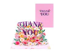 3D Thank You Birthday Card Artistic Flower 3D Greeting Elegant Foldable Flower for Festival Gifts Elegant Envelope