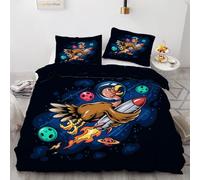 3D Thanksgiving Day Double Duvet Cover Set 200x200cm 3 piece Soft Microfiber Reversible Bedding Set Starry Sky Comforter Cover with Zipper Closure Quilt Cover with 2 Pillowcase 50x75cm(Image 4-11)