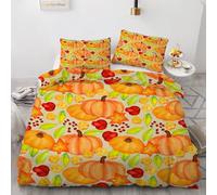 3D Thanksgiving Day Single Duvet Cover Set 135x200cm 2 piece Soft Microfiber Reversible Bedding Set Autumn Theme Comforter Cover with Zipper Closure Quilt Cover with Pillowcase 50x75cm(Image 6-9)