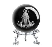 3D The Blessed Virgin Mary Crystal Ball Laser Etched Our Lady of Guadalupe Glass Sphere Statue Mother Mary Christian Catholic Religious Easter Gifts