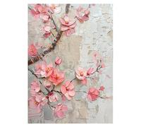 3D Thick Canvas Wall Art Hand-Painted Pink Magnolia Minimalism Abstract Artwork Contemporary Art Oil Painting Home Decorations Modern Bedroom 70X100Cm（28X39 Inch
