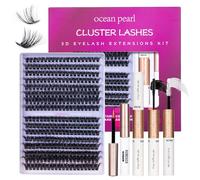 3D Thick Eyelash Extension Kit 320 Pcs Cluster Lashes 60D+80D 10-16mm Lash Extension Kit Individual Eyelashes with Bond and Seal Glue Tweezers False Eyelashes Set for Beginners (60D+80D)