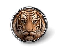 3D Tiger Head Round Aluminum Alloy Pin Badge Lapel Pin