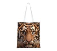 3d Tiger Head Tote Bag For Women,Canvas Shoulder Bags With Pockets Shopping Bag Cute Reusable Grocery Bags