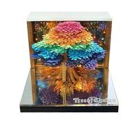 3D Time Piece Calendar 2026 3D Flowering Tree Island Tear Away Mini Desk Calendar Memo Notepad LED Pad with Deskto Light