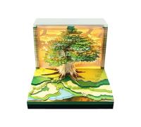 3D Time Piece Calendar 2026 - 3D Tear-Off Paper Carving Art Notepad - 8.5 x 8.5 x 6.5 cm Tree House Memo Pad for Housewarming Desk