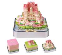 3D Time Piece Calendar 2026 With LED Light, Love Castle Creative Desk Calendar, DIY 3D Tear Away Timepiece Calendar, Paper Carving Memo Pad Notepad Artwork for Christmas Holiday New Year Birthday