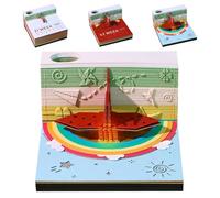 3D Timepiece Calendar 2026,3D Desk Calendar 2026,Tear Away 3D Memo Pad Notepad,Creative Paper Carving 3D Sticky Notes with Acrylic Case,Suitable for Room and Office Desktop Decoration