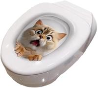 3D Toilet Lid Sticker, Cute Kitten Design Removable Decal Bathroom Decor for Toilet Lid and Tank Covers