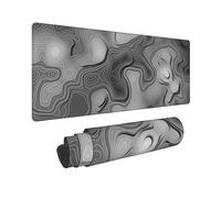 3D Topographic Map Mouse Pad Grey White Gaming Mouse Pad XL Mouse Pad Large Desk Pad Non-Slip Rubber Base Keyboard Mouse Mat with Stitched Edges for Home Office Work