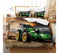 3D Tractor Bed Linen Set, Tractor Pattern Printed Futon Cover for Children Boys, Soft, Comfortable, Breathable Microfibre, Children's Room, Decorative Futon Cover with Zip Closure (T3.200 x 200 cm)