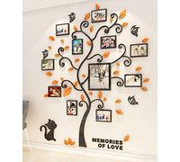 3D Tree Wall Stickers DIY Large Family Photo Frames Tree Cat Wall Decal Art Murals Tree Sticker for Living Room Bedroom Restaurant Home Decor(Orange,L: 175 * 144cm)