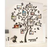 3D Tree Wall Stickers DIY Large Family Photo Frames Tree Cat Wall Decal Art Murals Tree Sticker for Living Room Bedroom Restaurant Home Decor(Black,L: 175 * 144cm)