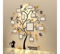 3D Tree Wall Stickers DIY Large Family Photo Frames Tree Cat Wall Decal Art Murals Tree Sticker for Living Room Bedroom Restaurant Home Decor(Black Branches+Orange Yellow,S: 130 * 107cm)