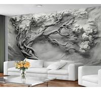3D Tree Wallpaper for Living Room - Peel and Stick Wallpaper, Embroidered Tree Bedroom Wall Paper, Large Wall Mural & Nordic Gray Botanicals Home Decor, Self Adhesive