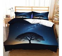 3D Trees Duvet Cover Mysterious Galaxy Bedding Set Double Size Quilt Cover Microfibre Comforter Cover with Zipper and Pillowcases 3 Pcs