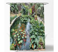 3D Tropical Plants Shower Curtain Garden Landscape Shower Curtains Mould Proof Resistant Waterproof Polyester Fabric Bathroom Curtains 120 x 200 cm Bath Curtain for Wet Rooms C-3100