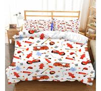 3D Truck Fire Duvet Cover Soft Microfiber Cartoon Bedding Set with Zipper Closure Quilt Cover for Adults Teenager 3 Piece (200x200, Double)
