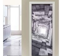 3D Tunnel Corridor Space Mural Sickers Door Sticker Wallpaper Decals Home Decoration Door Stickers for Interior Doors The Doors Vinyl 90 X 200 Cm - Children's Room Boys and Girls Room Door-2126361606