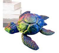 3D Turtle Figure - Flexible Sea Realistic Moving Joints Design, 4.53" x 3.82" + Portable Size, Strong ABS Construction | for Table Shelf (r