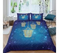 3D Ultra Soft Microfibre Arabic lanterns Duvet Cover Set Easy Care Bedding Set w/ Pillow Cases Night sky design Bedding Quilt Cover All Season Breathable Washable Bedroom Decor Super king（260x220cm）