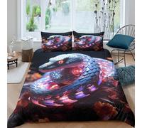 3D Ultra Soft Microfibre mythical serpent Bed Quilt Cover All Season Bedding Set w/Pillow Cases fantasy creature art Comforter Cover All Season Breathable for Bedroom Decor Single（135x200cm）