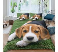 3D Ultrasoft Microfiber Cute puppy Bedding Quilt Cover All Season Bedding Set with Pillow Shams Beagle breed style Bed Quilt Cover Breathable Machine Washable for Kids Teens Adults Single（140x200cm）