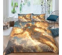 3D Ultrasoft Microfibre angelic warrior Quilt Cover Sets All Season Bedding Set with Pillowcases fantasy divine art Bed Quilt Cover Easy Care Breathable Machine Washable for Couples Single（140x200cm）