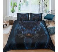 3D Ultrasoft Microfibre Black panther Bedding Quilt Cover All Season Bedding Set with Pillow Cases mystical wild animal Bed Quilt Cover All Season Machine Washable for Couples Super king（260x220cm）