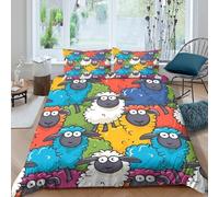 3D Ultrasoft Microfibre colorful sheep cartoon Quilt Cover Sets All Season Bedding Set with Pillowcases funny animal Bed Quilt Cover Easy Care Breathable Machine Washable for Couples King（220x240cm）