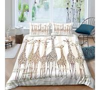 3D Ultrasoft Microfibre Giraffe family Quilt Cover Sets Soft Bedding Sets with Pillowcases Safari art style Duvet Cover All Season Breathable Machine Washable for Bedroom Decor Double（200x200cm）