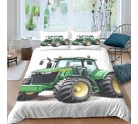 3D Ultrasoft Microfibre green tractor Bedding Quilt Cover Breathable Bedding Set w/ Pillowcases agricultural machinery Comforter Cover All Season Easy Care, Washable for Couples Single（140x200cm）