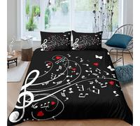 3D Ultrasoft Microfibre Musical notes Quilt Cover Sets Soft Bedding Sets with Pillowcases Artistic music design Duvet Cover All Season Breathable Machine Washable for Bedroom Decor Single（135x200cm）