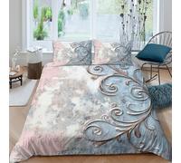 3D Ultrasoft Microfibre ornamental swirls Quilt Cover Sets All Season Bedding Set w/ Pillowcases vintage decorative Bed Quilt Cover Easy Care Breathable Machine Washable for Couples Single（135x200cm）