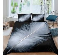 3D Ultrasoft Microfibre White feather Bedding Quilt Cover All Season Bedding Set with Pillow Cases Nature-inspired design Bed Quilt Cover All Season Machine Washable for Couples Double（200x200cm）
