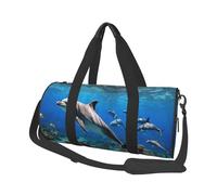 (3D Underwater World Fish dolphi) Print Round Large Travel Bag - Multi-Compartment Organizer Lightweight for Trips & Sports