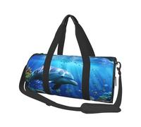 3D Underwater World Fish dolphi Print Travel Duffel Bag Large Foldable Round Travel Carry on Bag with Adjustable Shoulder Strap for Weekender Overnight Flight Hospital Sports