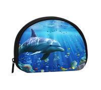 3D Underwater World Fish Dolphi Printed Coin Purse Pouch-Shell Pouch Wallet,Mini Storage Bag,Cosmetic Bagholder for Woman Girls