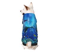 3D Underwater world fish dolphi Printed Dog Hoodie Soft Dog Sweatshirt Cute Cat Dog Clothes for Small Dogs Kitten Puppy, 2XL