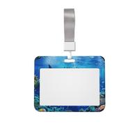 3D Underwater World Fish dolphi Printed ID Badge Holder with Lanyard, Clear Plastic Badge Holder for Work, School, Hospital, Security - Water Resistant & Dirt Proof